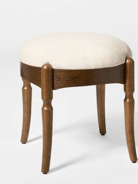 Cabriole Leg Upholstered Ottoman Dark Walnut Brown-Studio McGee